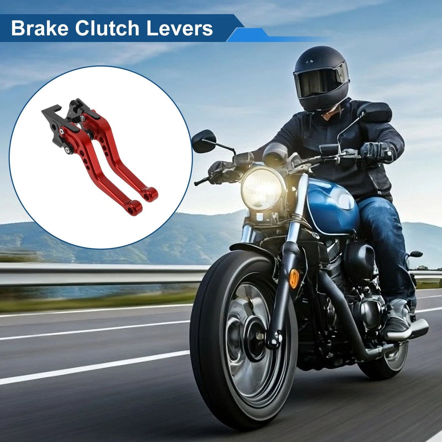 Short Brake Clutch Levers for Yamaha MT07 (2014–2022) Solid Red 1 Pair