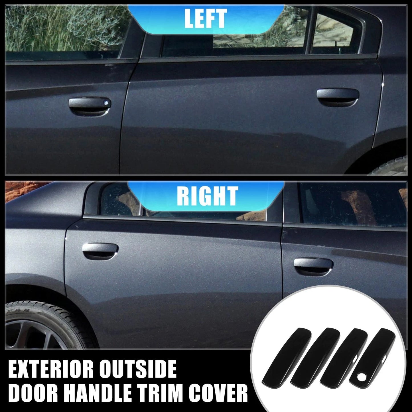 Set of 4 ABS Glossy Black Door Handle Covers for Dodge Charger (2011–2021)