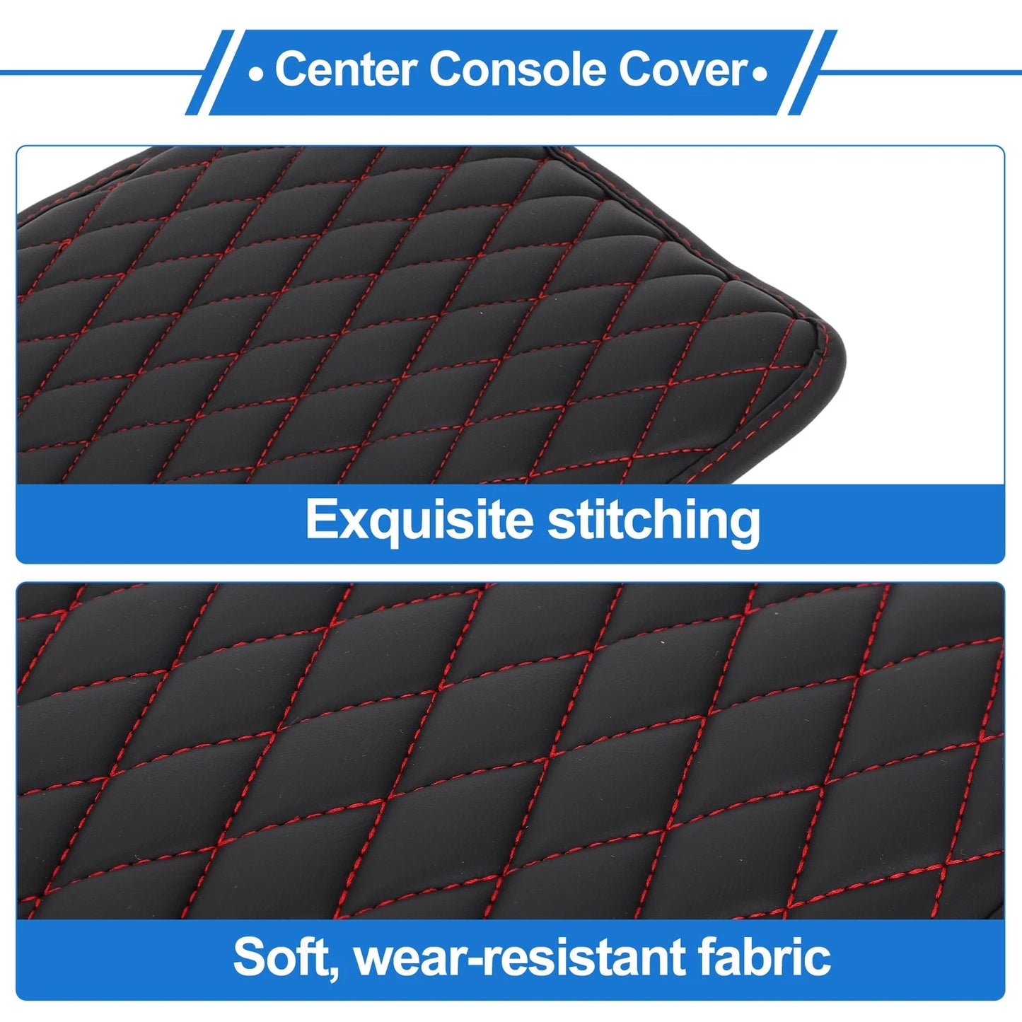 Armrest Box Pad for Vehicle (11.81"x7.8", Diamond Pattern, Black)
