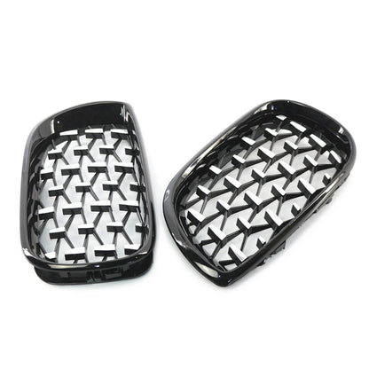 Front Grille Diamond Meteor Style Trim Black for BMW E46 2002-2005