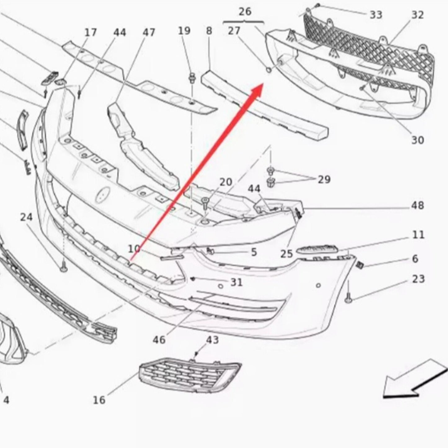 Front Bumper Tow Hook Cover Trim for Maserati Quattroporte (2014–2020)