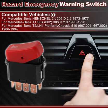 Hazard Warning Flasher Switch for Mercedes-Benz Henschel 206 D (No. 0055459224)