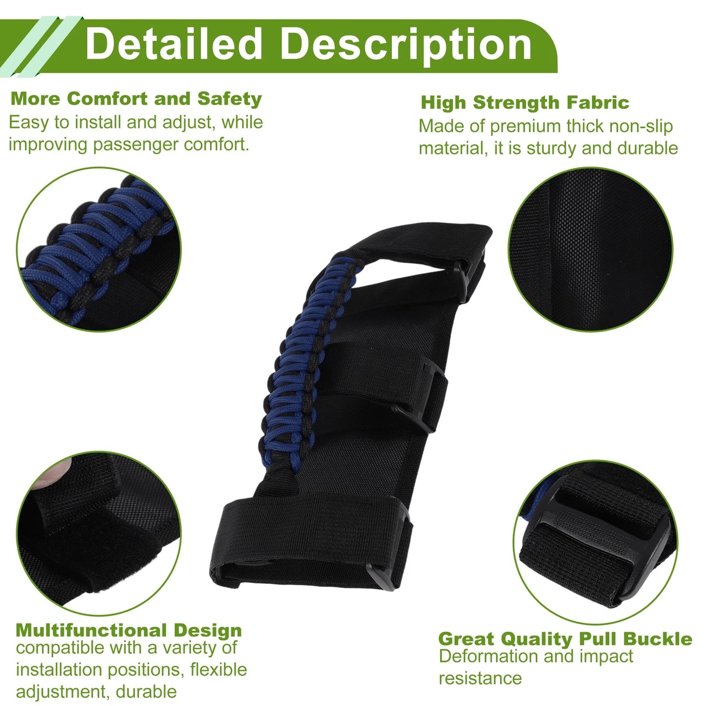 Roll Bar Grab Handles for Jeep Wrangler (1955–2023) Blue