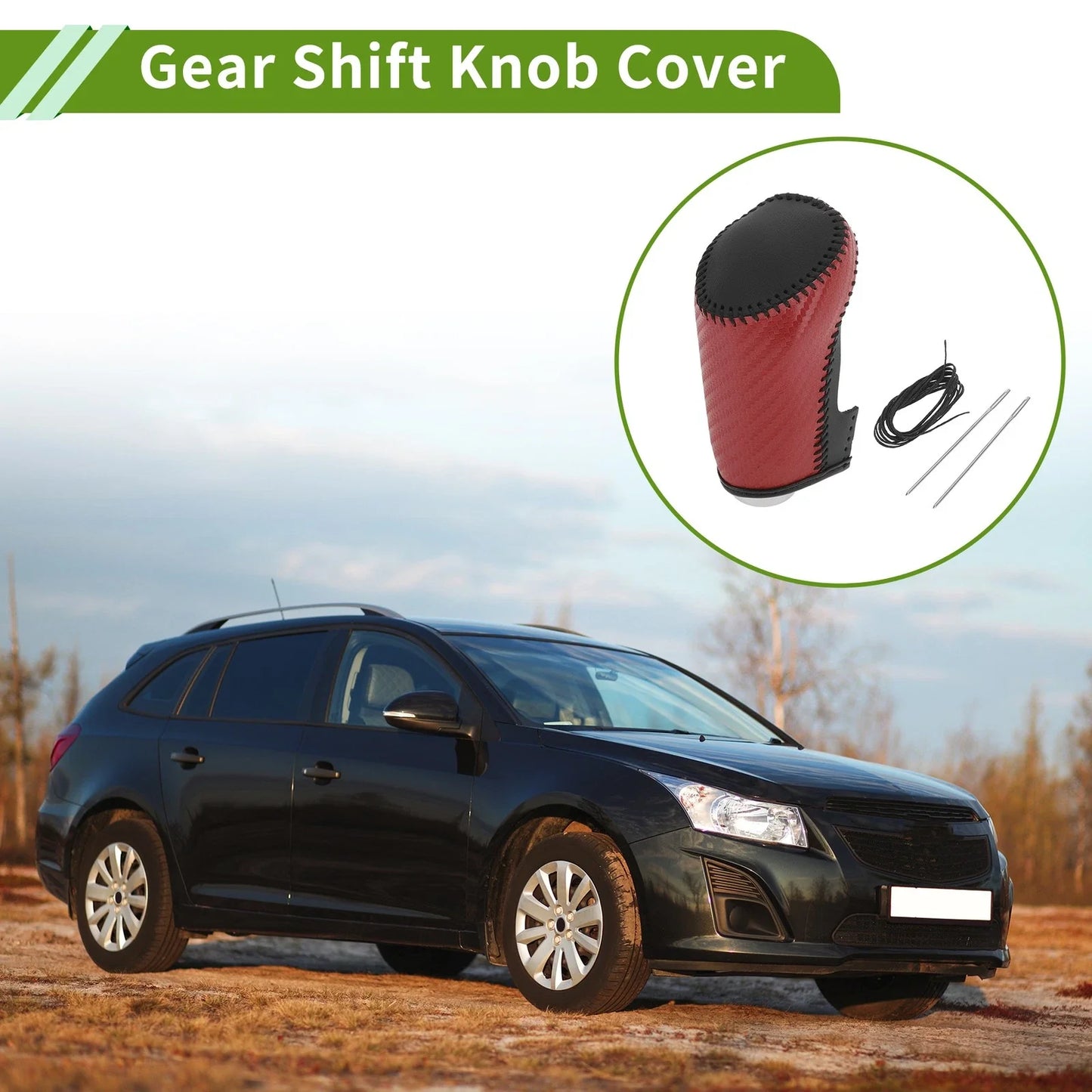 Car Gear Shift Knob Cover for Chevrolet Malibu Red Carbon Fiber