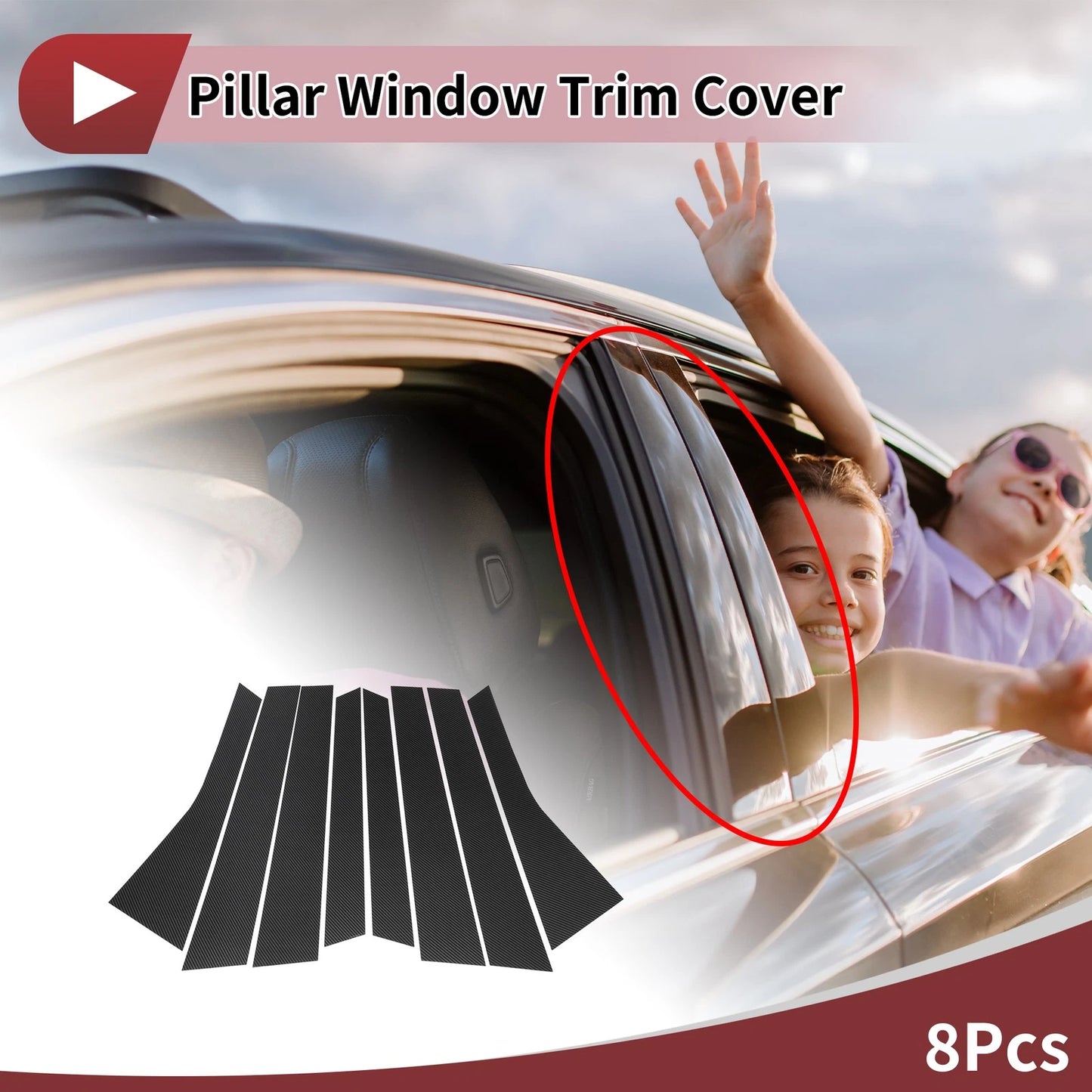 Set of 8 Door Pillar Window Trim for Porsche Cayenne (2010–2017)