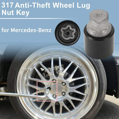 Wheel Lock Lug Nut for Mercedes-Benz (Locking Nut Key Socket Removal Tool)