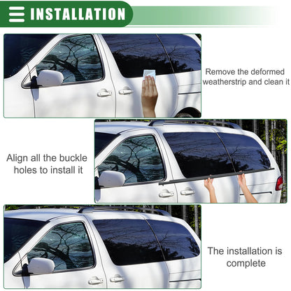 Rear Left Door Window Belt Weatherstrip for Toyota Sienna (2004–2010) Black