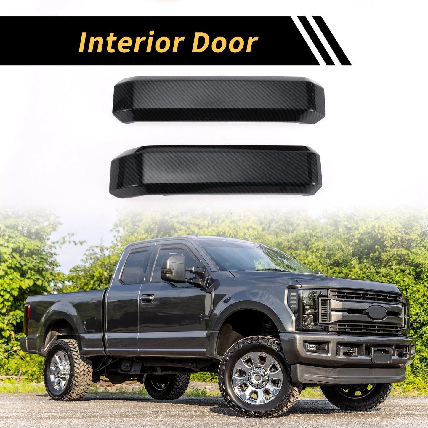 Set of 4 Interior Door Handle Cover Trims for Ford F-150 (2015–2020) Carbon Fiber Black