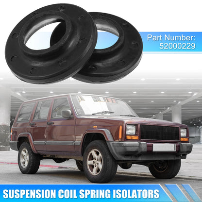 2X Front Upper Coil Spring Insulators for Jeep (52000229) Rubber Black