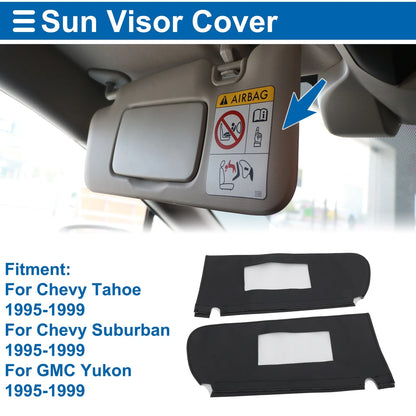 Sun Visor Cover Set for Chevy Tahoe (1995–1999) Left & Right Side Black