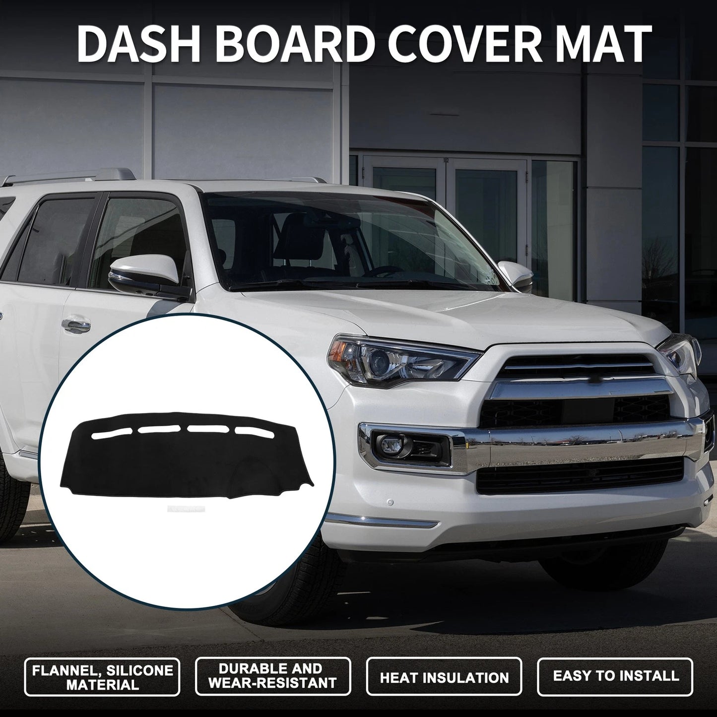 Dashboard Cover Mat for Fiat 500 (2012–2021) Black Sun Protector Pad Set