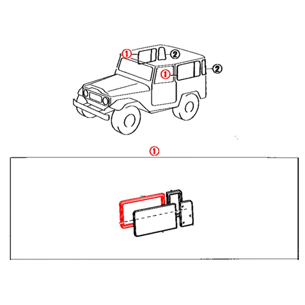 Side Quarter Window Weatherstrip for Toyota Land Cruiser (BJ42 HJ45)