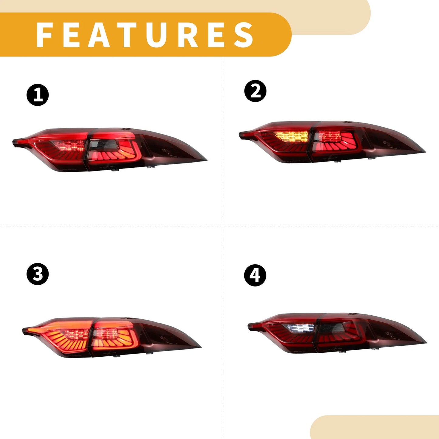 OLED Brake Tail Lights Assembly for Toyota Corolla (2020–2023) Red