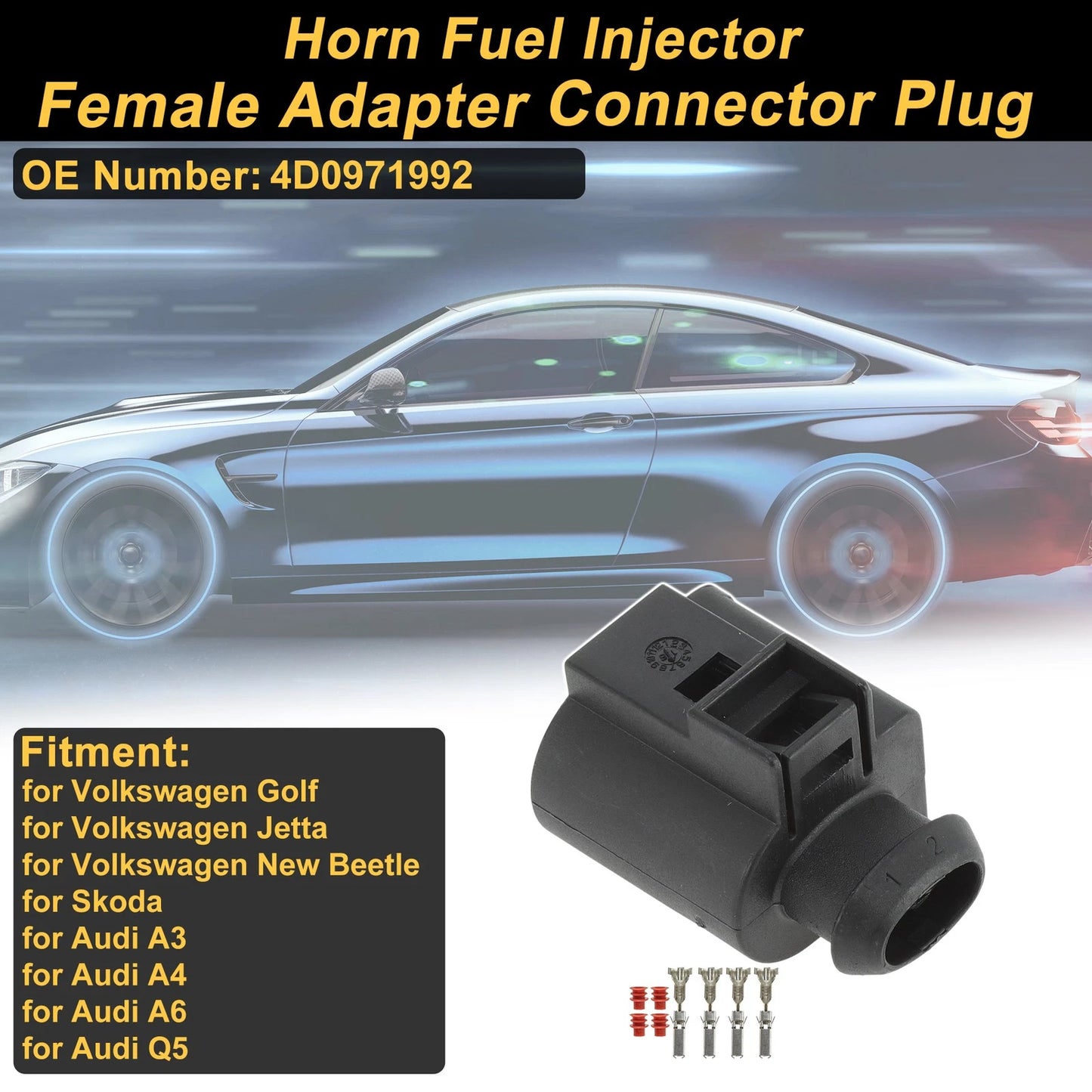 2 Pin Horn Fuel Injector Connector Plug for Volkswagen Golf (1999–2006)