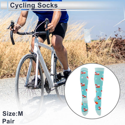 Cycling Socks Size M Sweat-Absorbent High-Cut Red Light Blue