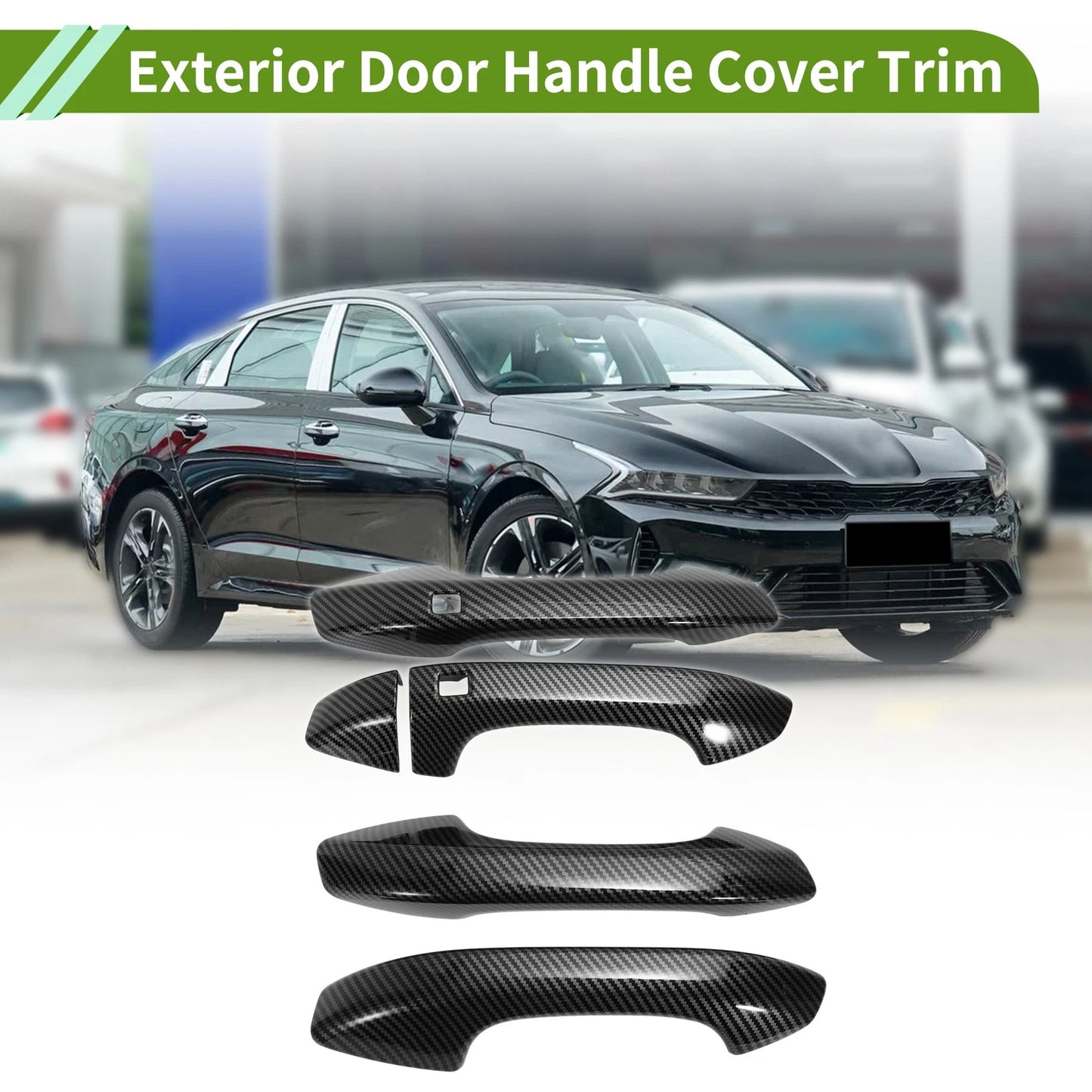 Exterior Door Handle Cover Trim for Kia K5 (2020–2025) Carbon Fiber Black