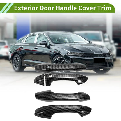 Exterior Door Handle Cover Trim for Kia K5 (2020–2025) Carbon Fiber Black