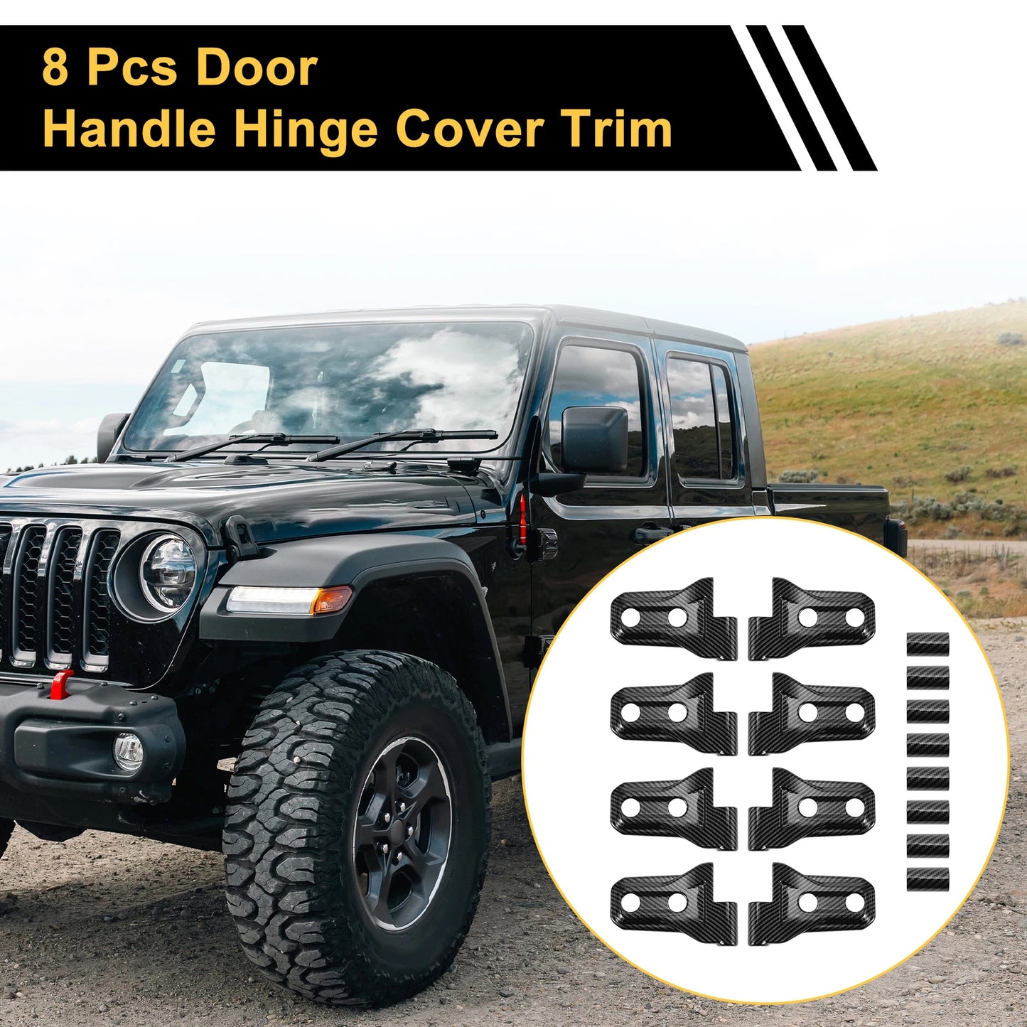 Door Handle Hinge Cover Trim for Jeep Wrangler JL (2018–2023) Carbon Fiber