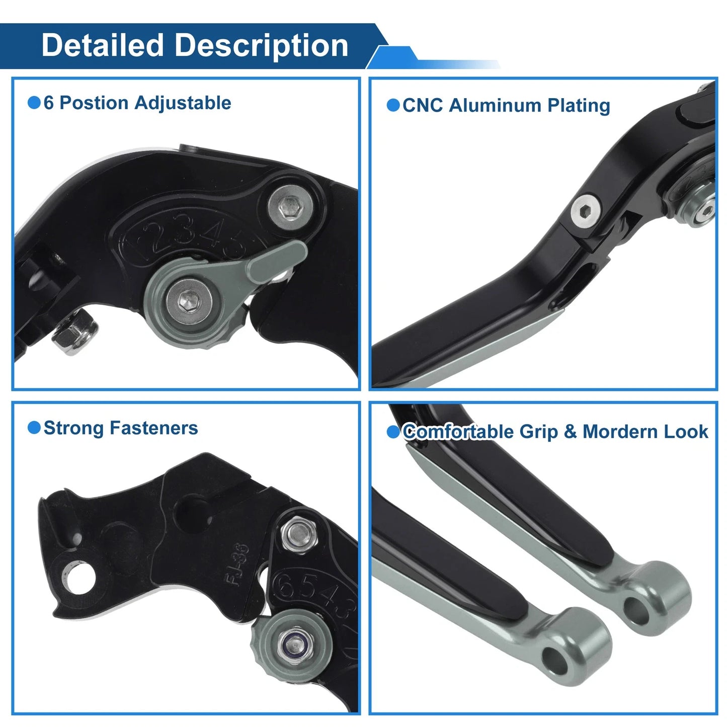 Brake Clutch Levers for KTM Duke 390 RC390 (2013–2023) Black Titanium 1 Pair