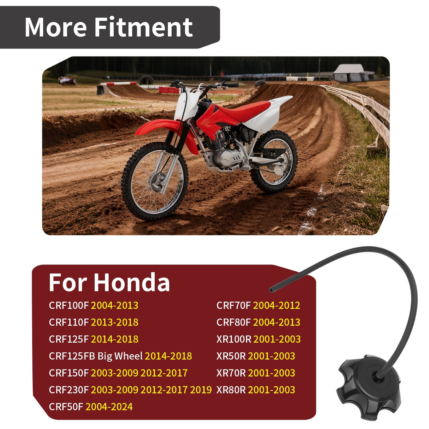 Fuel Tank Gas Cap for Honda CRF50F CRF70F CRF80F (2004–2024)