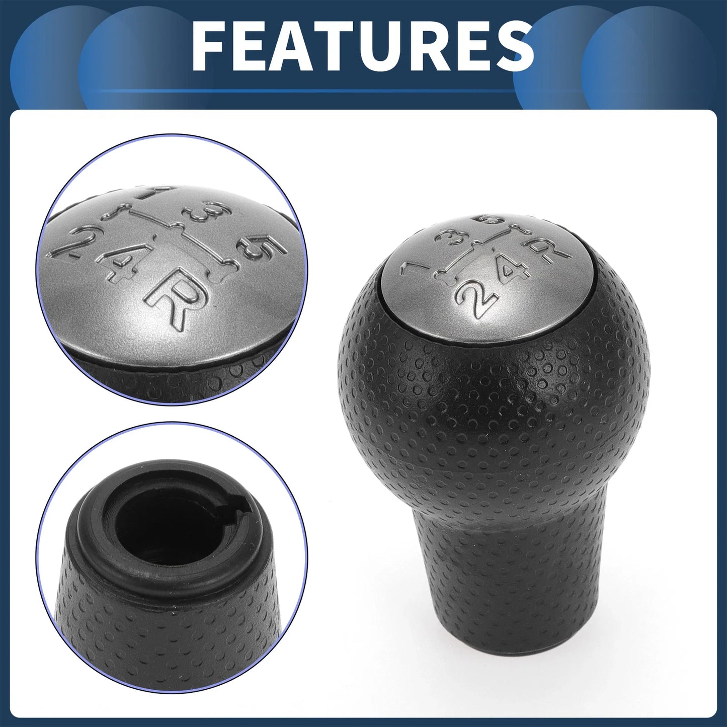 5 Speed Gear Shift Knob for Honda Fit (2002-2008) - Plastic Black Titanium Tone