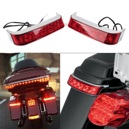 LED Saddlebag Run/Brake/Turn Light for Harley (2014–2019) - Chrome Housing, Red Lens