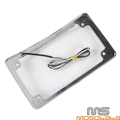 4x7 Curved License Plate Frame w/ LED Light for Harley Custom Bobber