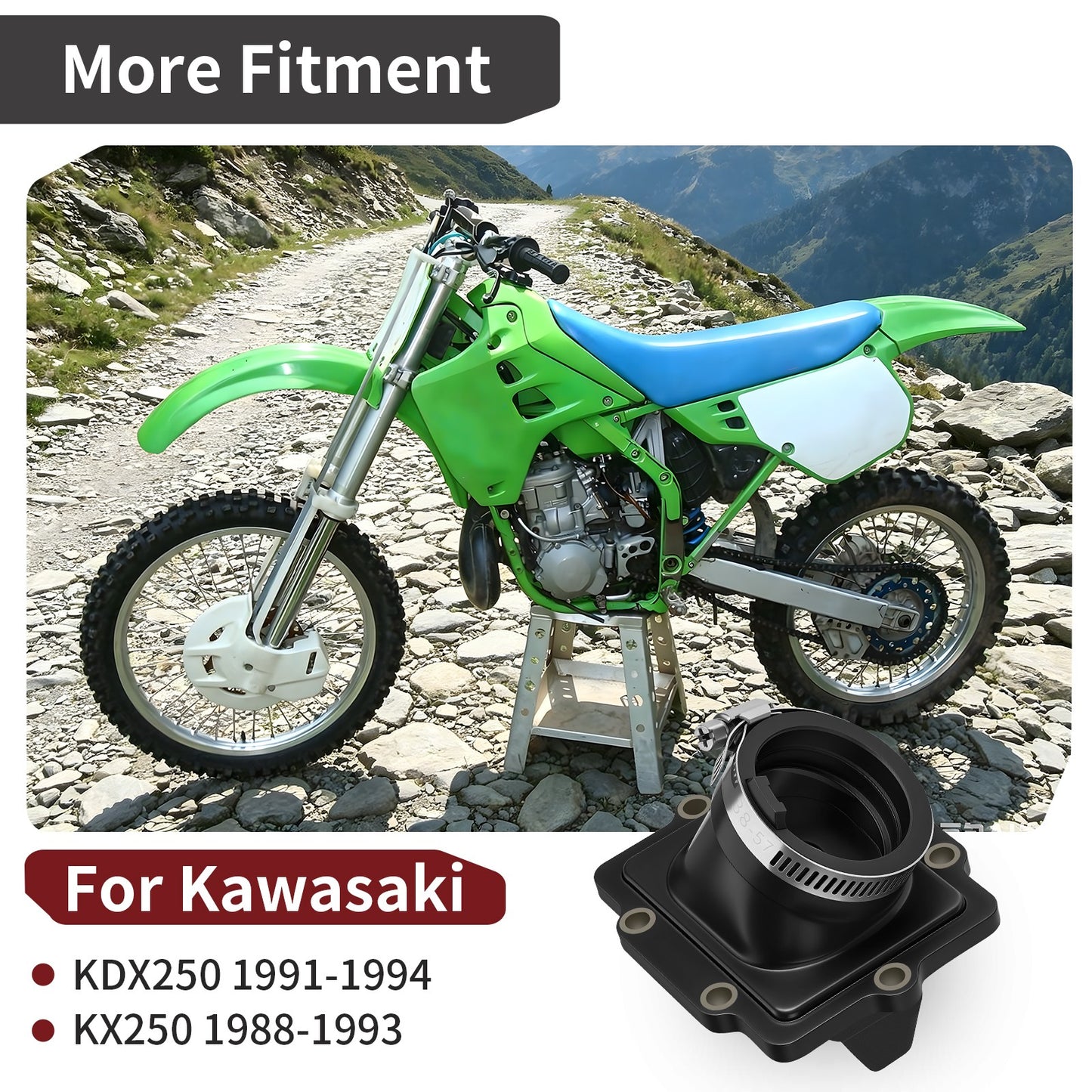 Intake Manifold & Clamp for Kawasaki KDX250 KX250 (1988–1994)