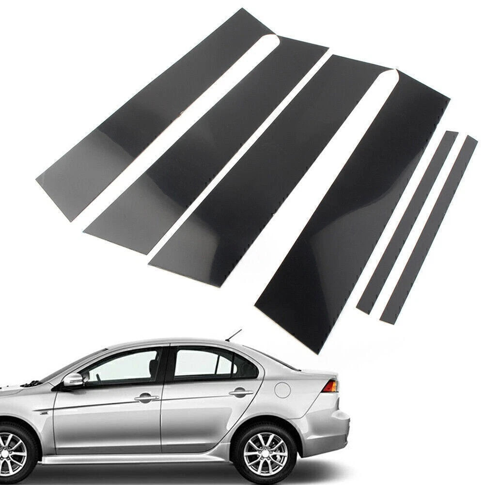 6X Black Pillar Posts Car Door Trim for Mitsubishi Lancer Sedan (2008–2017)