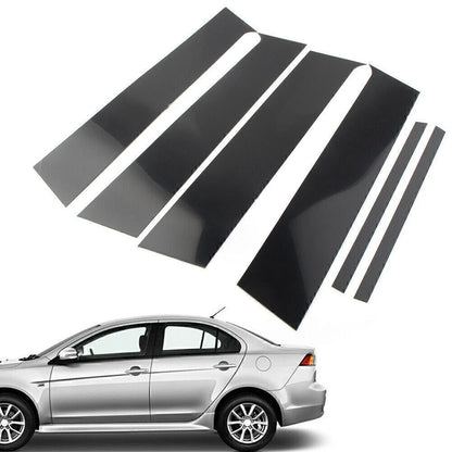 6X Black Pillar Posts Car Door Trim for Mitsubishi Lancer Sedan (2008–2017)