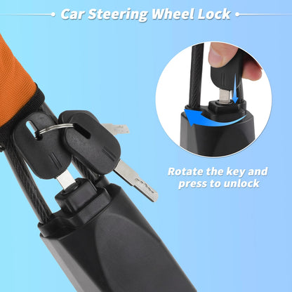 Steering Wheel Lock & Seat Belt Lock for Universal Fit (2010–2023) - Orange