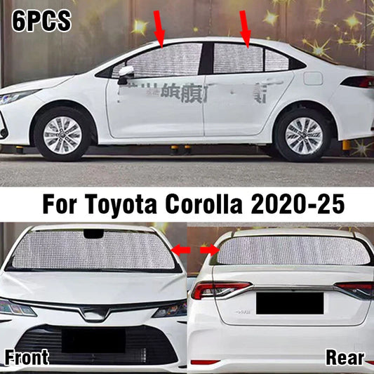 6x Front Side Rear Window Privacy Sunshade for Toyota Corolla (2020–2025)