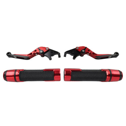 Red Extendable Brake Clutch Levers Grip Set for Kawasaki ZX6R (2005-2023)