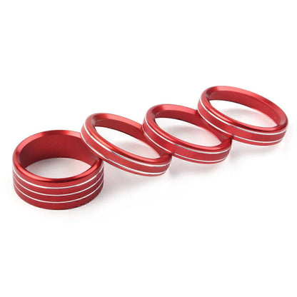 4 x Air Conditioner Switch Knob Ring Cover Trim RED for Jeep Wrangler (2018-2020)