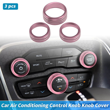 3 pcs Control Switch Knob Button Cover Trim Ring for Dodge Charger (2011–2023) Pink