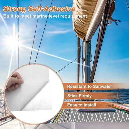 Self-Adhesive Boat Flooring Strip 96"L x 24"W Light Gray with White Line