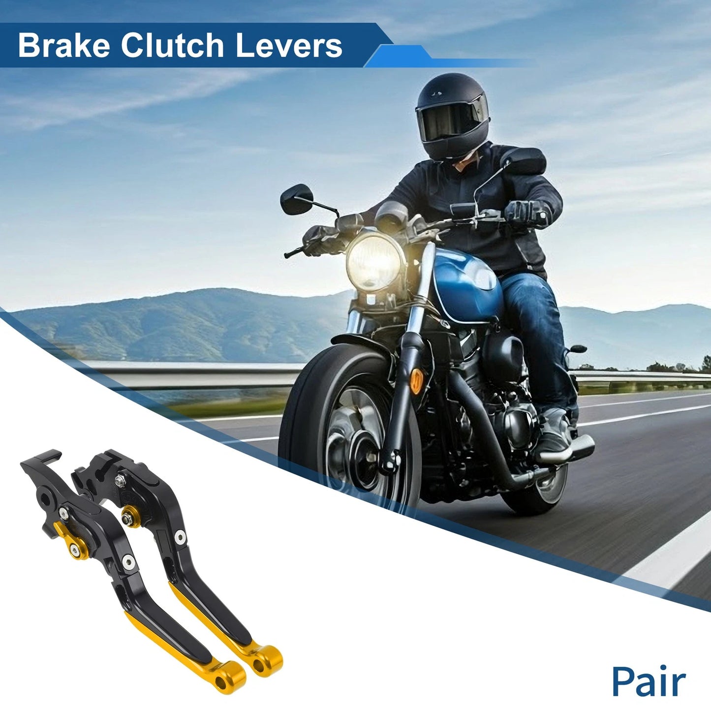 Brake Clutch Levers for KTM Duke 390 RC390 (2013–2023) - Black Gold End 1 Pair