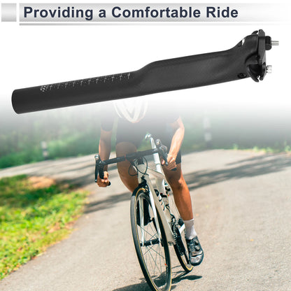 Bike Seat Post 31.6mm x 300mm for Universal Fit (Carbon Fiber, Matte Black)