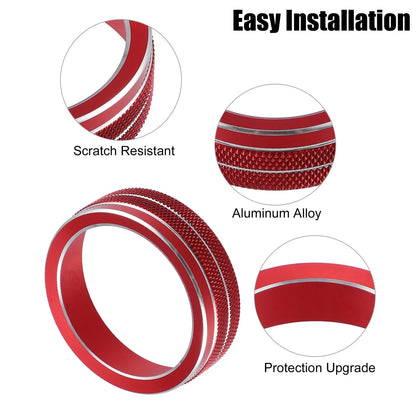 Set of 5 Front AC Media Tune Knob Cover Rings for VW Golf MK7 (2016–2020) Red