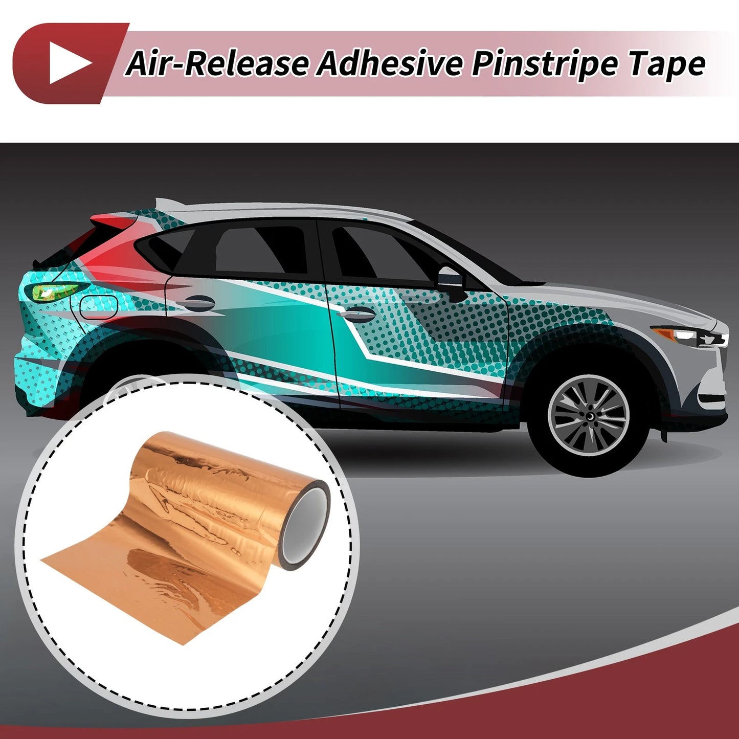 Pinstripe Tape 180mmx50m for Car Motorcycle Boat Champagne Gold Tone (1 Pcs)