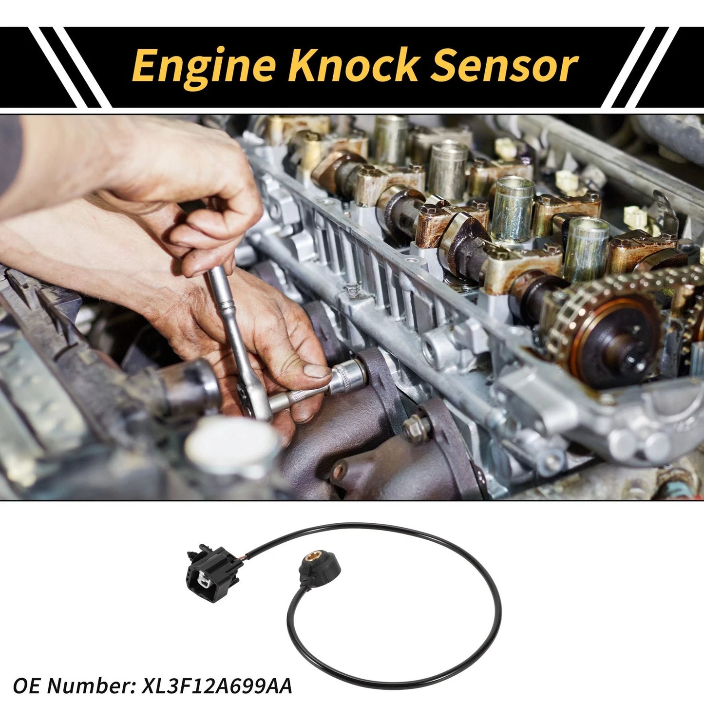 Engine Knock Sensor for Ford F-150 F-350 F-450 (No.XL3F12A699AA)