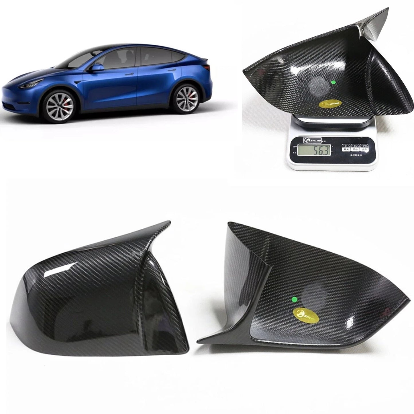 1 Pair Carbon Fiber Rear View Mirror Covers for Tesla Model Y (2020-2023)