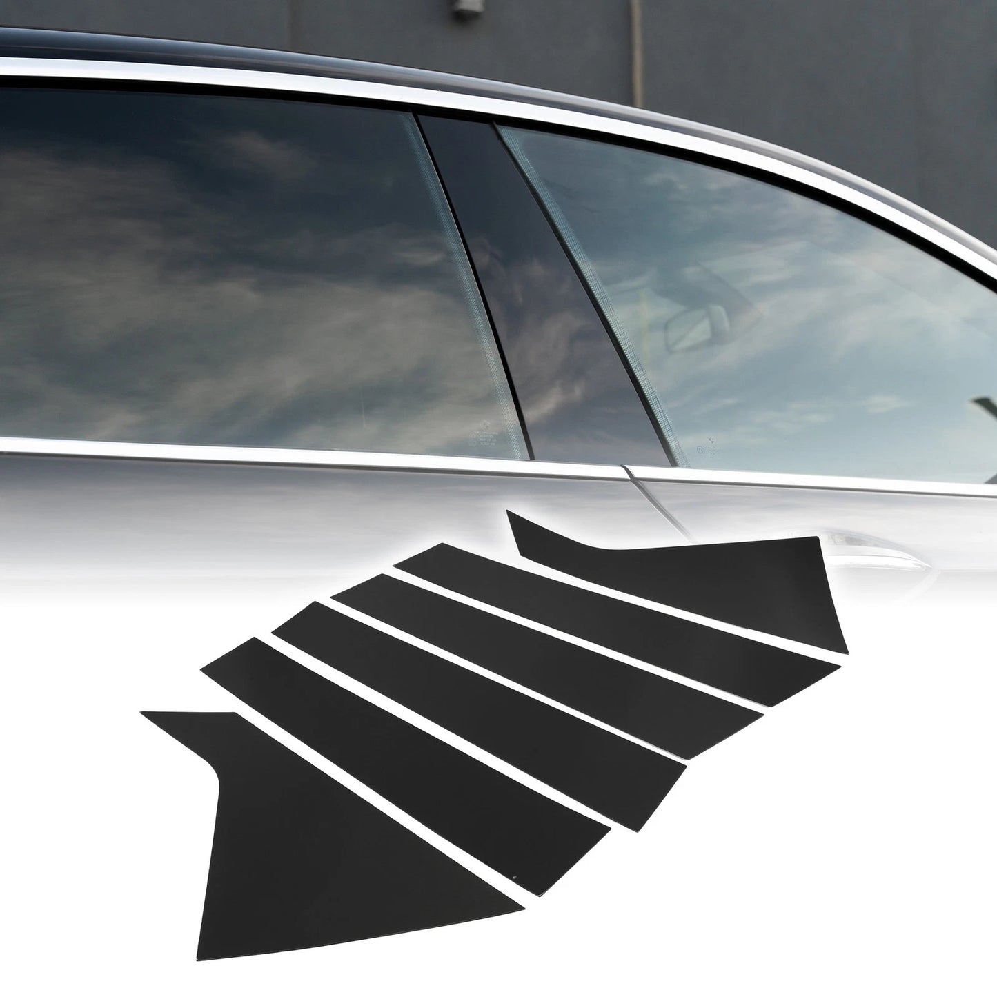 Set of 6 Car Pillar Window Trim Covers for Chevrolet Impala (2014–2020) Black