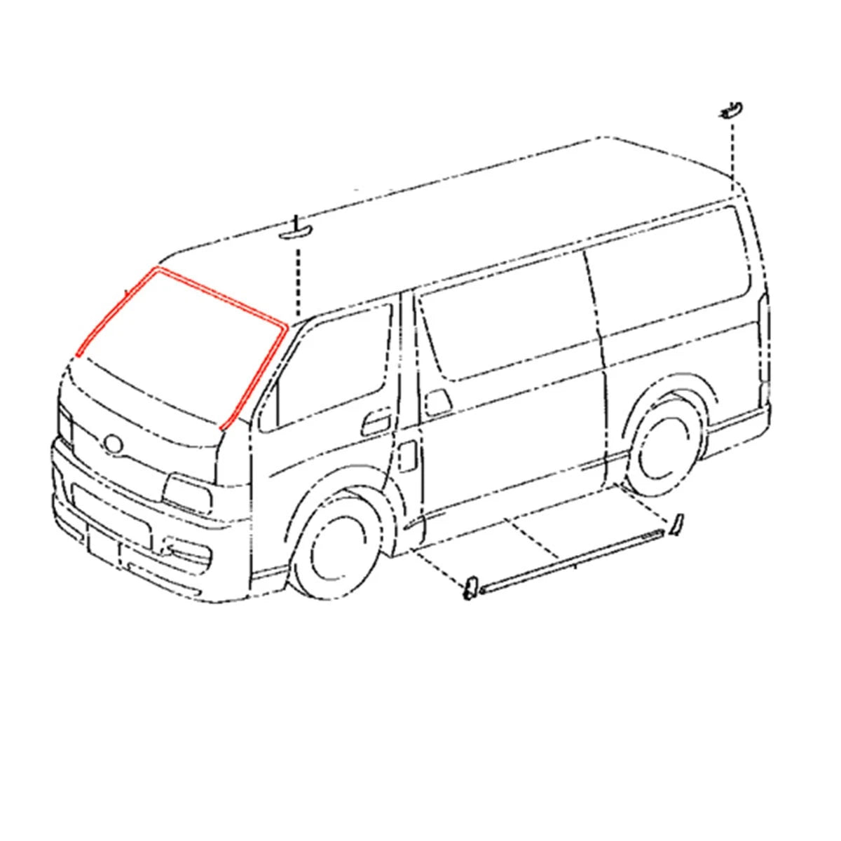 Windshield Moulding for Toyota Hiace Commuter Van (2005–2019)