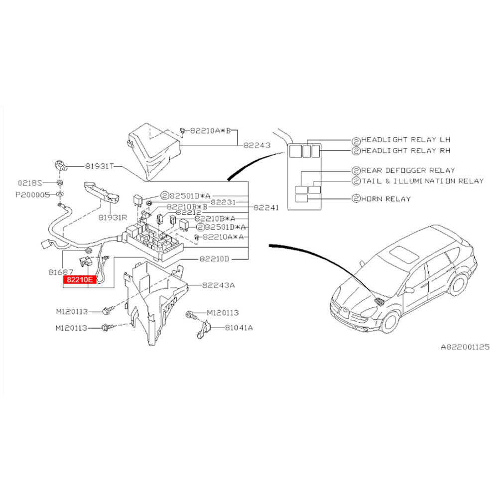 80Amp Main Fuse Relay with Battery Terminal for Subaru Tribeca (2008–2009)
