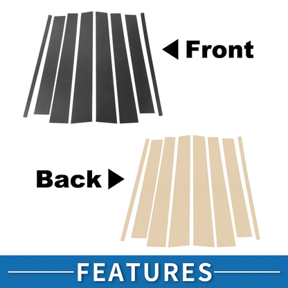 8 Pcs Door Pillar Window Trim for VW Touran (2004–2015) Carbon Fiber Black