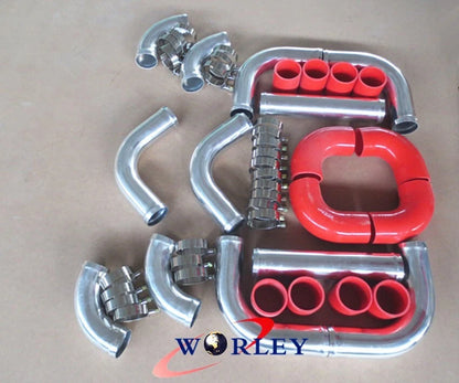 3" Aluminum Universal Intercooler Turbo Piping Kit with Red Hoses