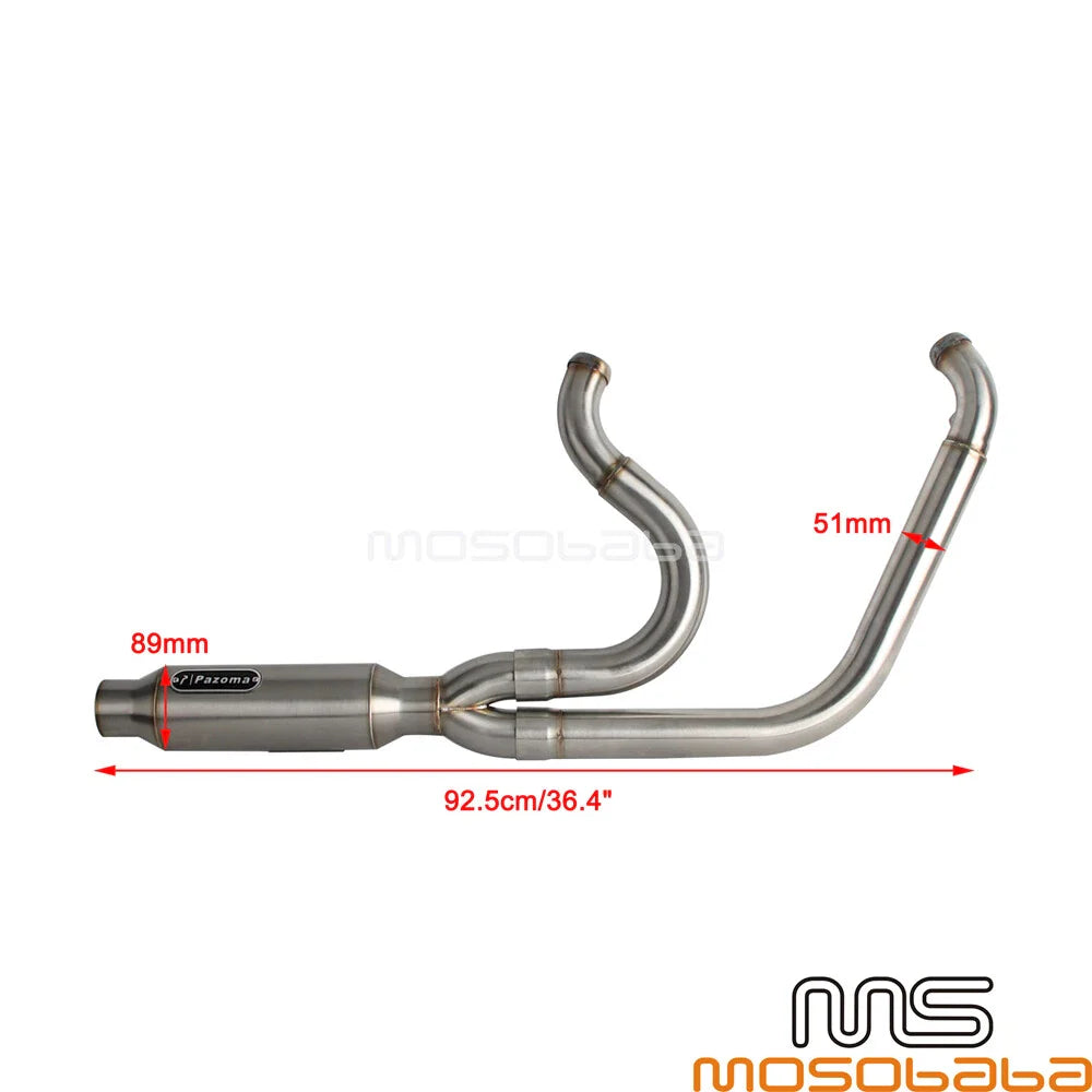 Full 2-into-1 Exhaust Muffler for Harley Dyna Super Glide Custom (2006-2017)