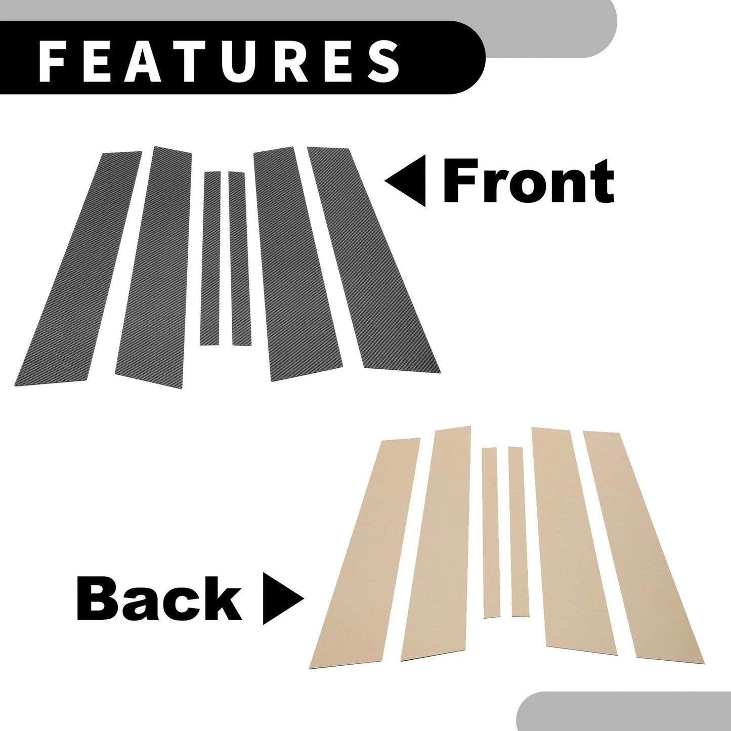 6 x Car Pillar Window Trim for BMW 3 Series E90 Sedan Black Carbon Fiber (2005-2012)