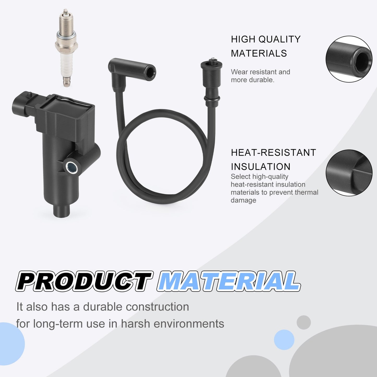 Ignition Coil & Spark Plug Wire Cap Kit for Hisun UTV ATV 250 (2009–2021)